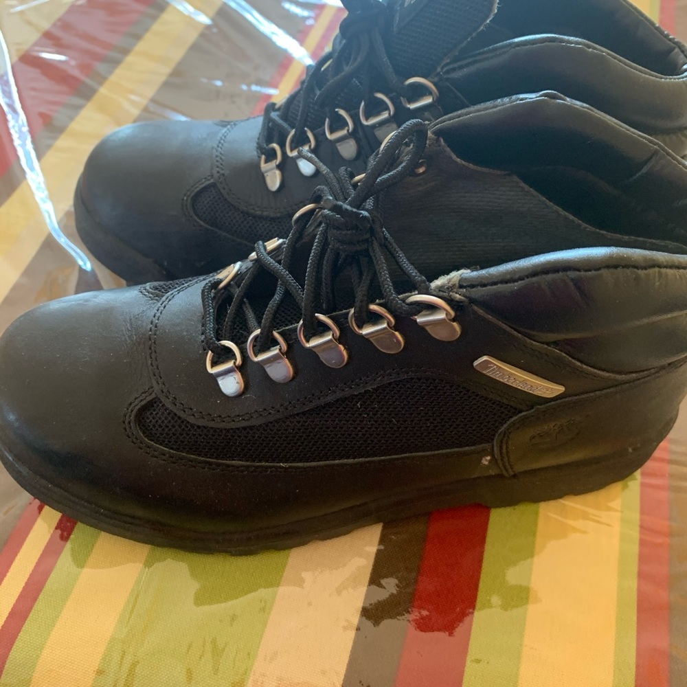 Boys Black Leather Timberland Boots